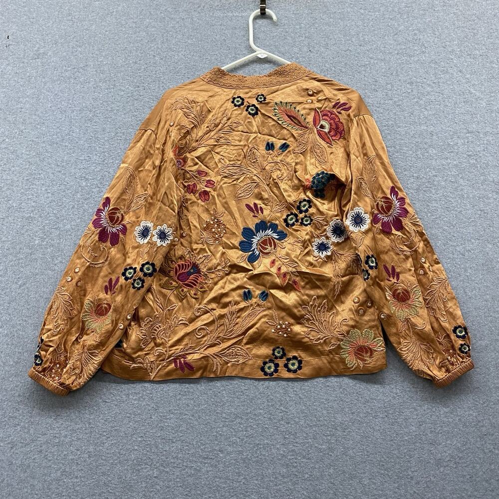 Johnny Was Workshop Embroidered 2 Pc Silk Blend Kimono Jacket Wide Leg Pant Set - Picture 16 of 16